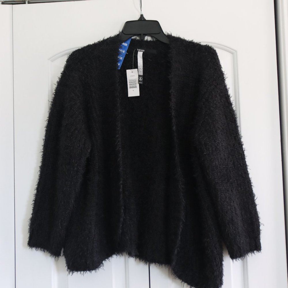 Kensie Black Teddy Bear Sweater Large